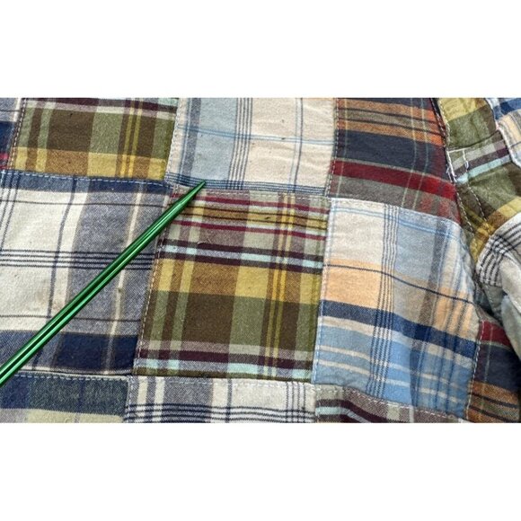 Vintage Duck Head Shorts Mens 34 Tan Madras Plaid Cotton Chino Patchwork Y2K - Picture 8 of 15